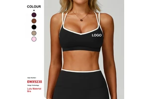 Contrast Color Second-Skin Sports Vest Quick-Dry Tight Cross Back Workout Top Women Running Fitness Sports Quick Dry Yoga Bra