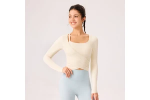 Yoga Clothing Women's Autumn Winter New Sports Top Chest Pad Slim High Beauty Value Nine Quarter Sleeve Quick Dry for Pilates