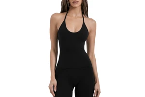 Halter Neck Breathable Lightweight Spandex Solid Simple Yoga Top