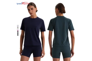 High Quality Women's Shorts Sleeves T-shirts Gym Clothes Slim Casual Round Neck Tee Ladies Workout Yoga Sports Tops