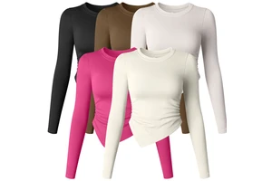 Unique Design Fitness Yoga Wear Simple Round Neck Gym Apparel Long Sleeved Crop Top