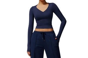 Autumn and Winter Quick-Drying Brushed Tight Yoga Long-Sleeved Women Running Fitness Thin Long-Sleeved Sports Top
