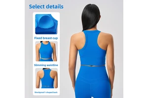 Crew Neck Naked Feeling Breathable Spandex/Nylon 220g Sleeveless High for Shockproof Piece Padded Bra Tight Fitting Yoga Top