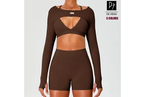 Christmas Season Custom Wholesale Fitness Womens Sportswear Nude Feeling Quick Dry Crew Neck Long Sleeve Yoga Wrap Top For Women