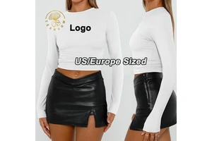 Factory Four Way Stretch Sports Gym Knit Basic Active Tops Casual Wear Slim Fit Customization Cropped Women Long Sleeve t Shirt