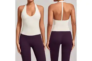 2026 New Sleeveless Breathable V Neck Quick Dry Workout Open Back With Padding Custom Logo Gym Sports Fitness Yoga Top