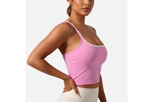 Wholesale Women's Strappy Backless Tank Top Yoga Contrast Color Sweat-Wicking Breathable Quick Dry Activewear Stock