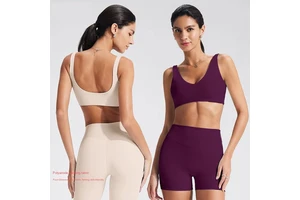 New Breathable Spandex/Nylon Sanding Tight Back Yoga Bra Women's Running Fitness Sports Underwear Outer Wear Top