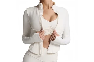 Custom AIL Women's Breathable Lightweight Yoga Sports Jacket Zip-Up Long Sleeve Workout Top with Stand Collar Fitness Outerwear