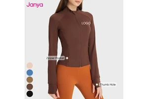Janya Women's Long Sleeve Gym Jackets New Arrival Activewear Top with Stand Collar and Full Zip Breathable Yoga Jacket