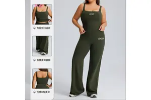 New Plus Size Reversible 2-Piece Fitness Yoga Set Breathable Quick Dry Shockproof Sports Halter Tank Top Square Neck Front Solid
