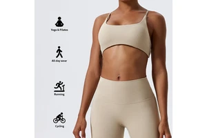 Women's U Neck Cross Back High Support Padded Comfortable Quick Dry Yoga Bra Athletic Gym Running Fitness Workout Top