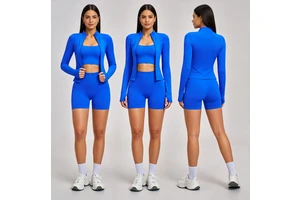 Seamless Yoga 3-Piece Set Cross Back Design Butt Lifting Tight Fitness Outfit, High Elastic Women's Running Sportswear
