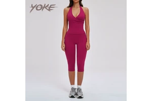 Yoke Brushed Yoga Set Loose-Fitting, Casual, and Stylish Two-Piece Set for Women Outdoor Tank Top and Shorts