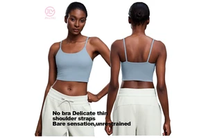Women's New Yoga Tops Sports Bra Seamless Four-Way Stretch Fitness Vest Chest Pads Thin Straps Beautiful Back Design Color