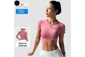 Women's Seamless Stretch Quick-Dry Short Sleeve Yoga Top Breathable Moisture Wicking Running Fitness Workout T-Shirt
