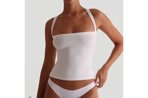 Women's New Design Ribbed Square Neck Workout Tank Top Sexy Back Stretchy Soft Sleeveless Yoga Shirt Cross Back Breathable