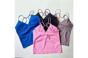 NCLAGEN New Trend Workout Vest Women's High Support Seamless Quick Dry Breathable V-Neck Yoga Twist Front Longline Tank Top