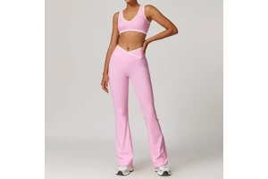 Girls Flare Yoga Pants Set Custom Logo Quick Dry Gym Training Workout Sports Fitness Wear Women Bra Sets