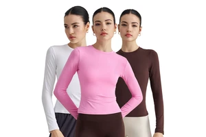 ADCX42005 Women Crew Neck Long Sleeves Fitness Yoga Tops Soft Workout Gym Wear