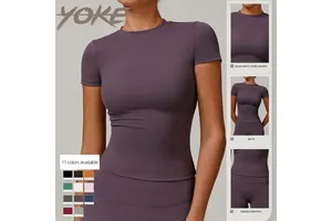 JC New Lightweight Breathable Quick Dry Yoga Top Fitness Sportswear Short Sleeve Yoga Clothing for Women