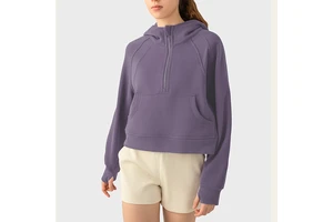 Loose Pullover Tops Custom Gym Fitness Sweatshirts Sports Jacket Long Sleeve Yoga Top Women Half-Zip Wamth Hoodies Sweatshirt