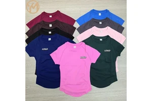 Yimo 10 Colors Seamless Solid Color Women Yoga Shirt Lady Tight Round Neck Quick Dry Fitness Short Sleeve Female Sport Clothes