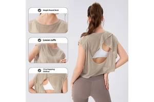 Women's Summer Athletic Shape Sleeveless Yoga Top Breathable Cover-Up for Running Sports Fitness Printed Pattern 42160