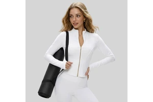 Long Sleeve Stand-Up Collar Zipper Quick-Dry Yoga Top