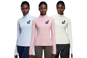 Custom Women Half-zip Stand Collar Gym Fitness Top Long Sleeves Slim Fit Pilates Yoga Tops with Thumbhole