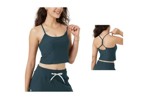 Women Seamless Lightweight Yoga Tank Top Cross Back Gym Crop Top Fitness Workout Camisole Activewear Sportswear Custom Logo