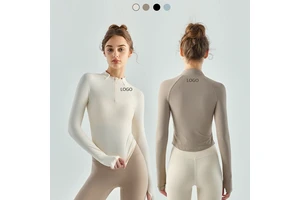 XW-DSL639 New Yoga Clothing Long-Sleeved 78% Nylon Slim Collar Half-Zipper Sports Thin Section Quick-Drying Fitness Sportswear