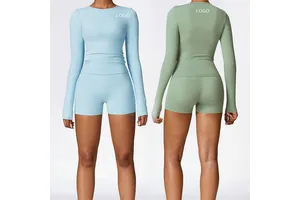2025 New Style Woman's Gym Top Wholesale Long Sleeve Athletic Fitness Gym Sports Top Breathable Lightweight High neckline