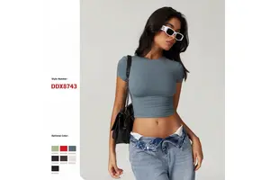 Casual and Versatile Tight Fitting Quick Drying Fitness Top Yoga Clothes Running Pilates Sports T-shirt Short Sleeved Crop Top