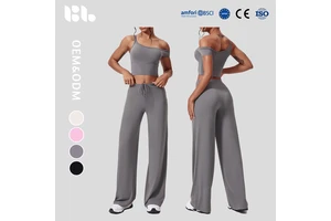Yoga Wear Set Off-the-shoulder Tight Quick-drying Fitness Wear Loose Casual Sportswear Set for Women