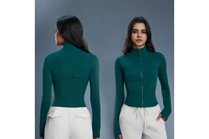 Halo Method Sweden: Zip-Front Jacket Built on Recycled Polyester/Spandex Double-Knit Jacquard Mesh