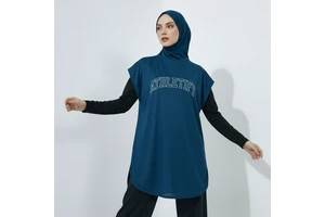 Women's Loose Long Islamic Modest Sports Hijab Outfit Athletic Tunic Quick Dry Breathable Lightweight Eco-Friendly UPF50+ Gym