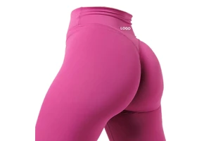 Custom High Elastic Waist Full Length 4 Way Stretch Plus Size Solid V Shape Scrunch Butt Lift Spandex/Polyester Fitness Yoga