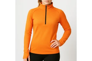 Women's Merino Wool Quarter-Zip Activewear Top Long Sleeve Base Layer For Running, Hiking & Training