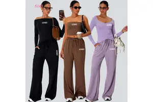 Customizable Women's Solid Autumn Yoga Set Sleeveless Quick-Dry T-Shirt Bralette Mid-Waist Sweatpants Running Eco-Friendly Front