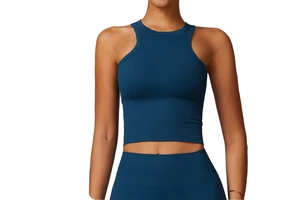 Women's Seamless I-Back Yoga Vest Tight-Fit One-Piece Belly Covering Four-Way Stretch Sports Top Printed Sportswear
