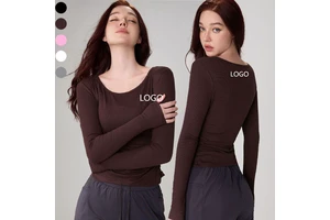 XW-ADCX42009 Long Sleeve Gym Round Neck Fitness Sportswear Plus Size Sports Custom Wholesale Yoga Tops for Women
