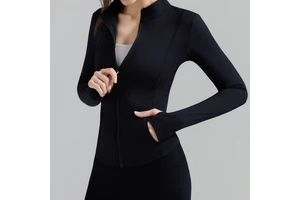 Women's Lightweight Long-Sleeve Zipper Top Autumn New Sportswear Slim-Fit Running Yoga Outer Wear Vertical Collar Breathable