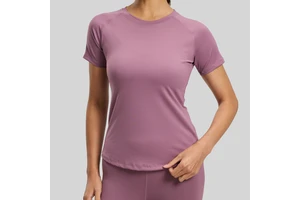 Women's Back Mesh Solid Yoga Short-Sleeve Tight-Fitting Chest-Enhancing Shaping Quick-Drying Breathable Spandex/Polyester Top