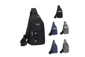 Custom Logo Earphone Hole Waterproof Sport Shoulder Sling Crossbody Men Chest Pack Promotional Bag