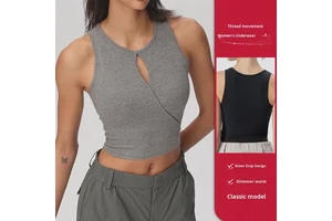 Women's High-Elastic Sports Bra Tank Top Sweat-Wicking Quick Dry V-neck Skinny Fit Yoga Fitness Running Outerwear Slimming Front