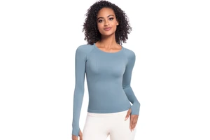 New Women's Round Neck Sports T-Shirt Lightweight Running Fitness Yoga Long Sleeve Tops