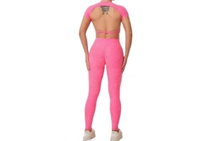 Hot 2024 Yoga Shirts Short Sleeved Women's Fixed Cup Slim Fit Cross Back Sports Fitness Suit Top Yoga Top Workout Tops for Women