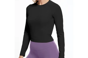 Newest Long Sleeve Tank Tops Four-way Stretch Outwear Yoga Wear Spandex/Polyester Breathable Quick Dry Slim Eco-Friendly