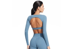 New Arrivals Hot Sale Yoga Top Custom Logo Soft Long Sleeved Backless for Women Yoga Top